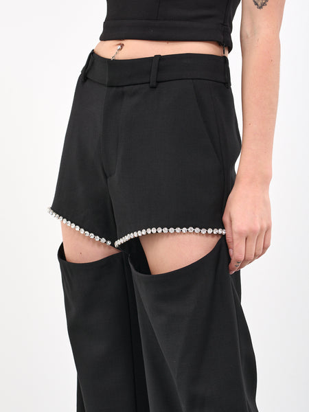 Crystal Slit Trousers (0000P03171-BLACK)