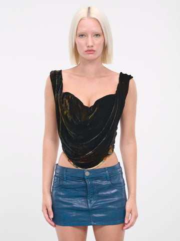 Simone' Black Fuller Bust Velvet Corset Top