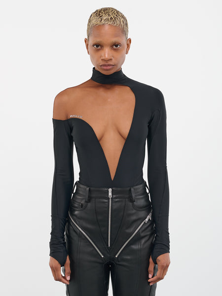 Buy MUGLER Stretch Bodysuit In Black - Black Nude At 40% Off