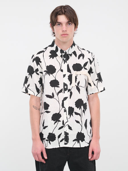 Jacquemus La Chemise Melo Short Sleeve Shirt Print Dark Navy Flowers Men's  - SS22 - US