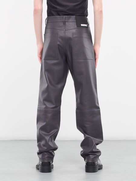 Titan Leather Trousers (24E28OAU71-020-STONE-GREY)