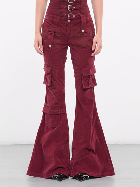 Servane Barrau Designs red velvet flair pants deals Sz 4-5 Brand New