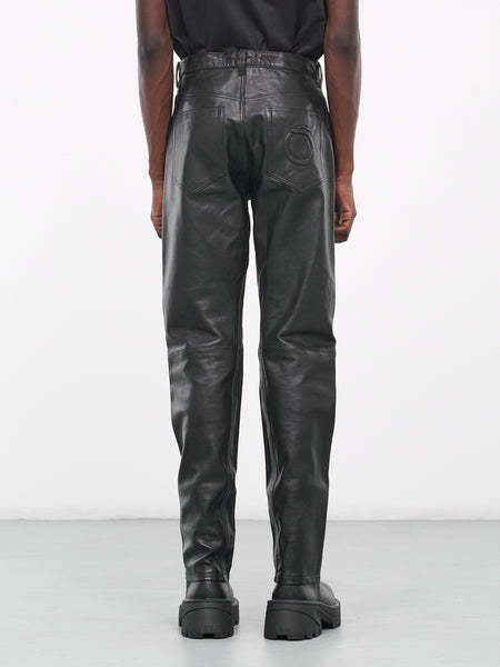 Side Flap Leather Trousers (MP23LBBF-PT2025-BLACK)