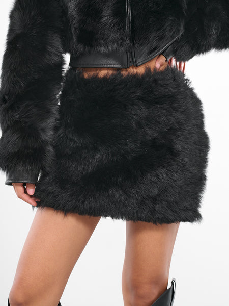 Deux par Deux - Faux Fur Skirt Black - Black