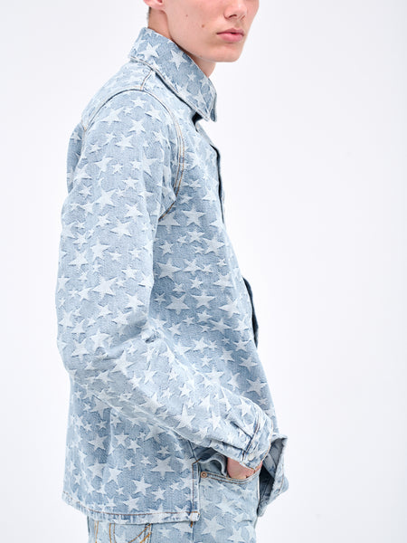 ERL Blue Jacquard Denim Shirt - 1 Light Blue