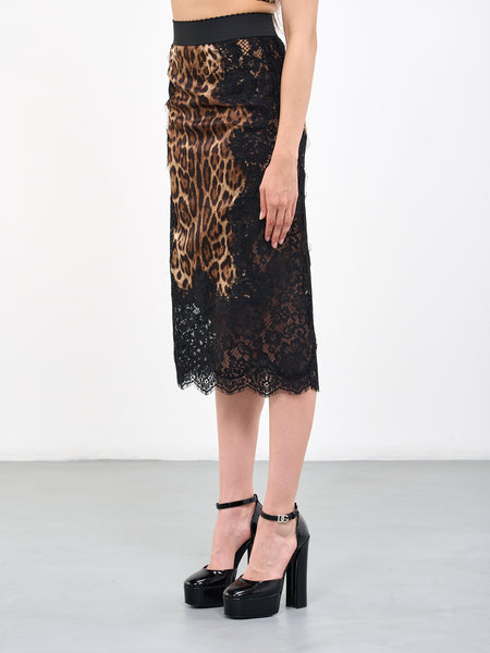 DOLCE & GABBANA Lace Leopard Skirt | H.Lorenzo