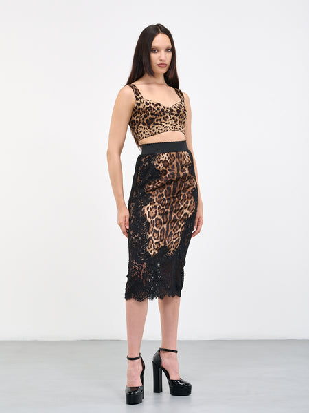 DOLCE & GABBANA Lace Leopard Skirt | H.Lorenzo