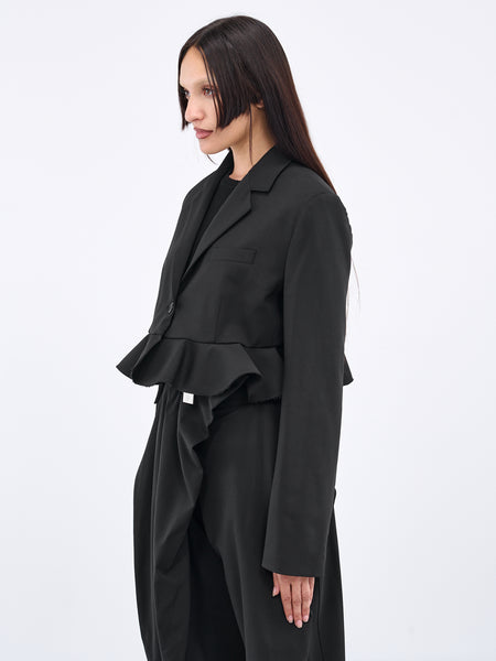 Cropped Ruffled Blazer (JK0264-PG1321-999-BLACK)