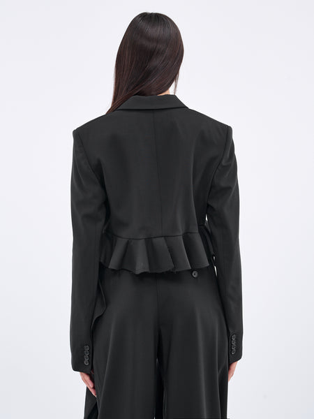 Cropped Ruffled Blazer (JK0264-PG1321-999-BLACK)