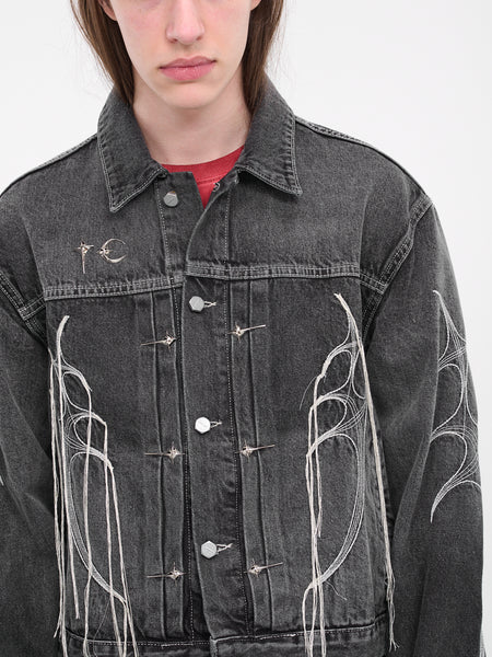 Tribal Tree Denim Jacket (JK0802-BLACK)