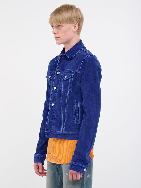 Flocked Denim Trucker Jacket (JUJU0020A0-USCV10-BLUE)