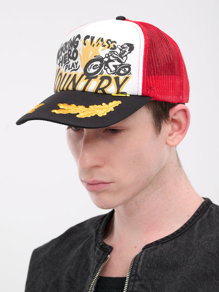 Kountry Racer Trucker Cap (KR2402XH17-WHITE-RED)