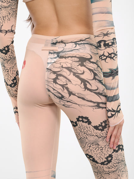 Jean Paul Gaultier Women's Trompe L’oeil Tattoo Print Leggings