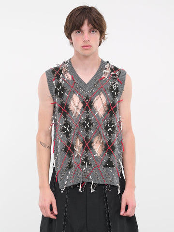 Distressed Knit Tank (S67FB0027-S18329-002F-GRAY)