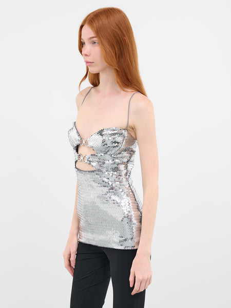 2020 Keyhole Top - Silver Sequin