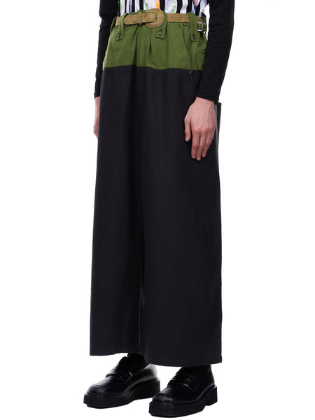 Two Tone Wide Trousers (10-PANTS-BLACK-GREEN)