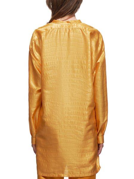 Satin Azra Embossed Tunic Shirt (16IA3108-APRICOT)