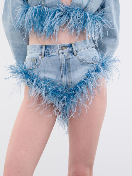 Feather Denim Hot Shorts (2302P51213-LIGHT-BLUE)