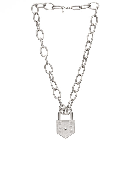 Raf Simons | H.Lorenzo|Big Lock Chain (231-983-46000-ANTIQUE-SILVER)