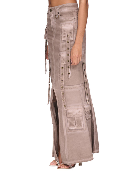 Over-Dyed Cargo Maxi Skirt (4J017A-N0811-COFFEE-LIQUER)