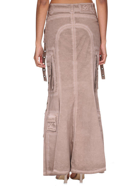 Over-Dyed Cargo Maxi Skirt (4J017A-N0811-COFFEE-LIQUER)