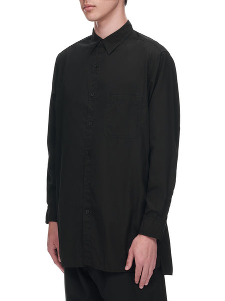 Chain Stitch Broad Big Shirt (HE-B03-001-BLACK)