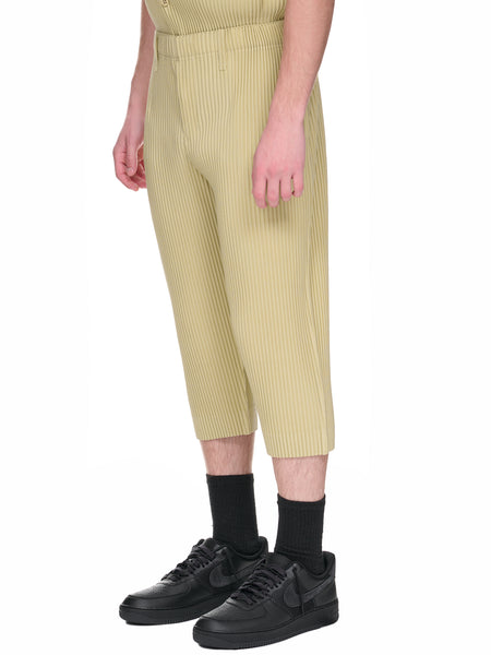 Color Pleats Crop Trousers (HP36JF154-60-BEIGE-GREEN)