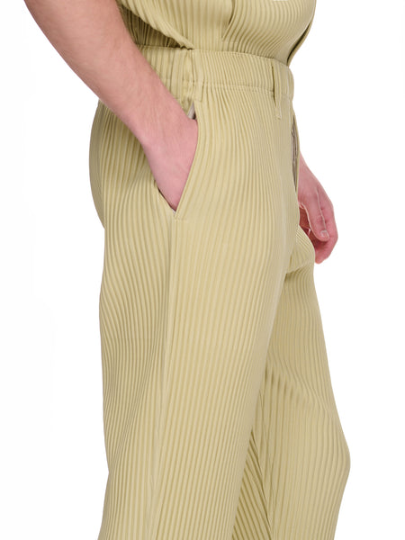 Color Pleats Crop Trousers (HP36JF154-60-BEIGE-GREEN)