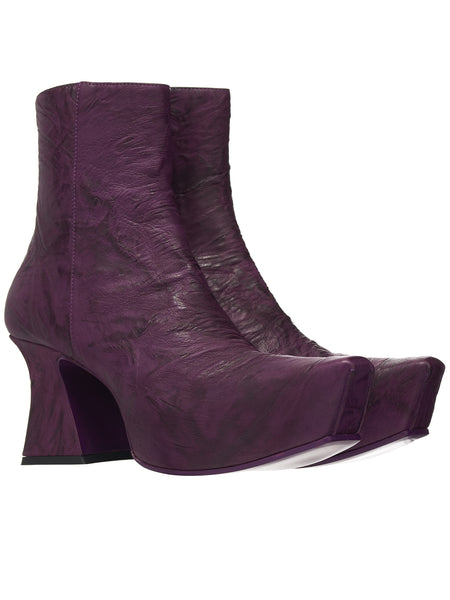 ElenaIachi EI58N Purple Ruched Ankle Boot With Zipper 4572
