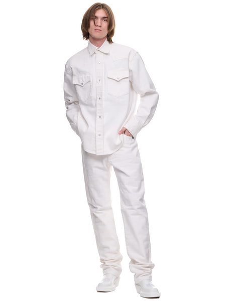 VTMNTS | H.Lorenzo|Barcode Monogram Denim Shirt (VL14SH550W-WHITE), M / White