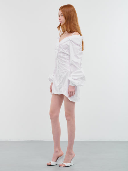 Off-Shoulder Shirt Dress (WEI04O005-WHITE)