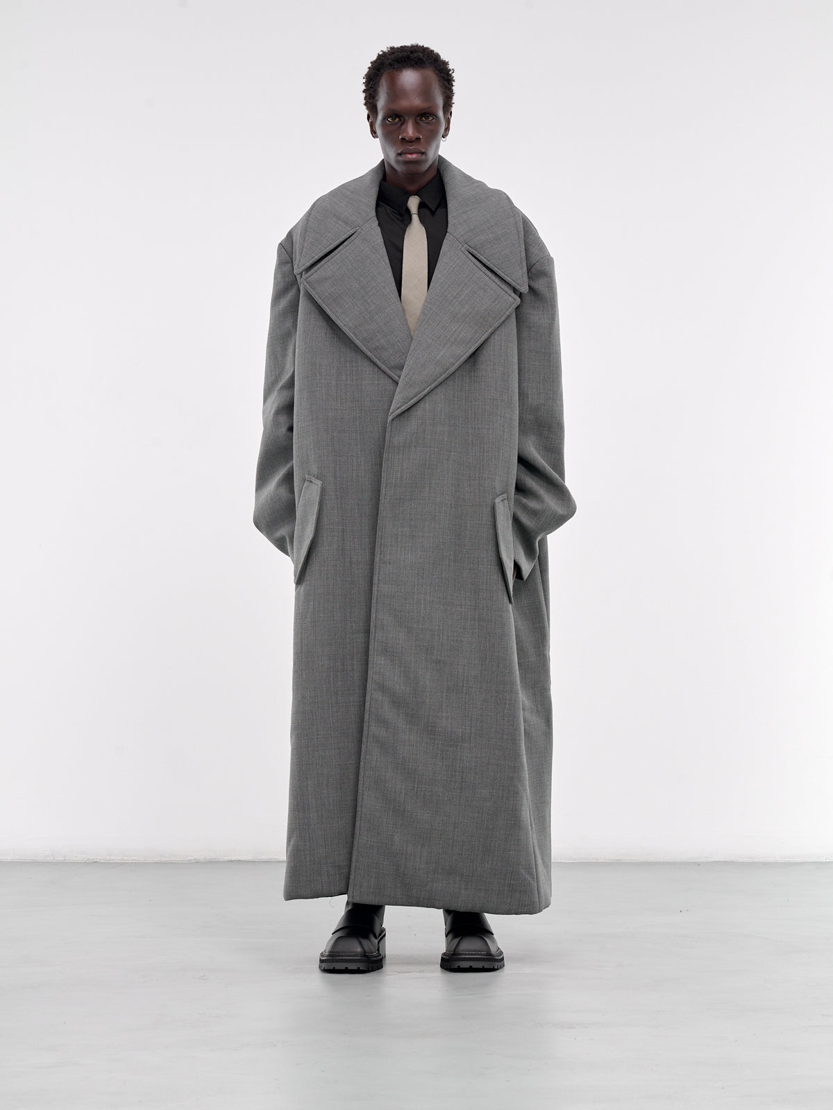 Padded Wool-Blend Coat (002-15-GREY)