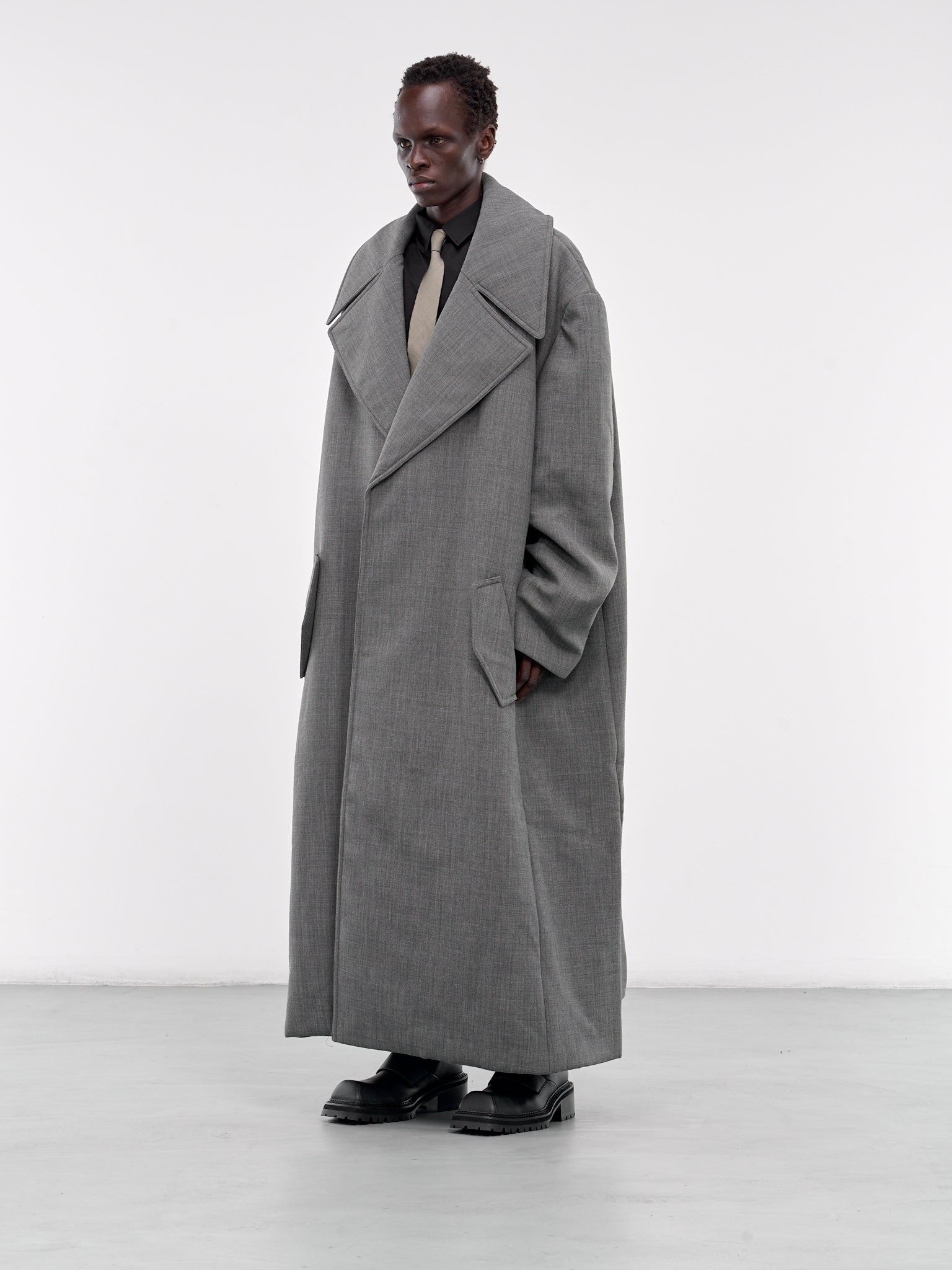 Padded Wool-Blend Coat (002-15-GREY)