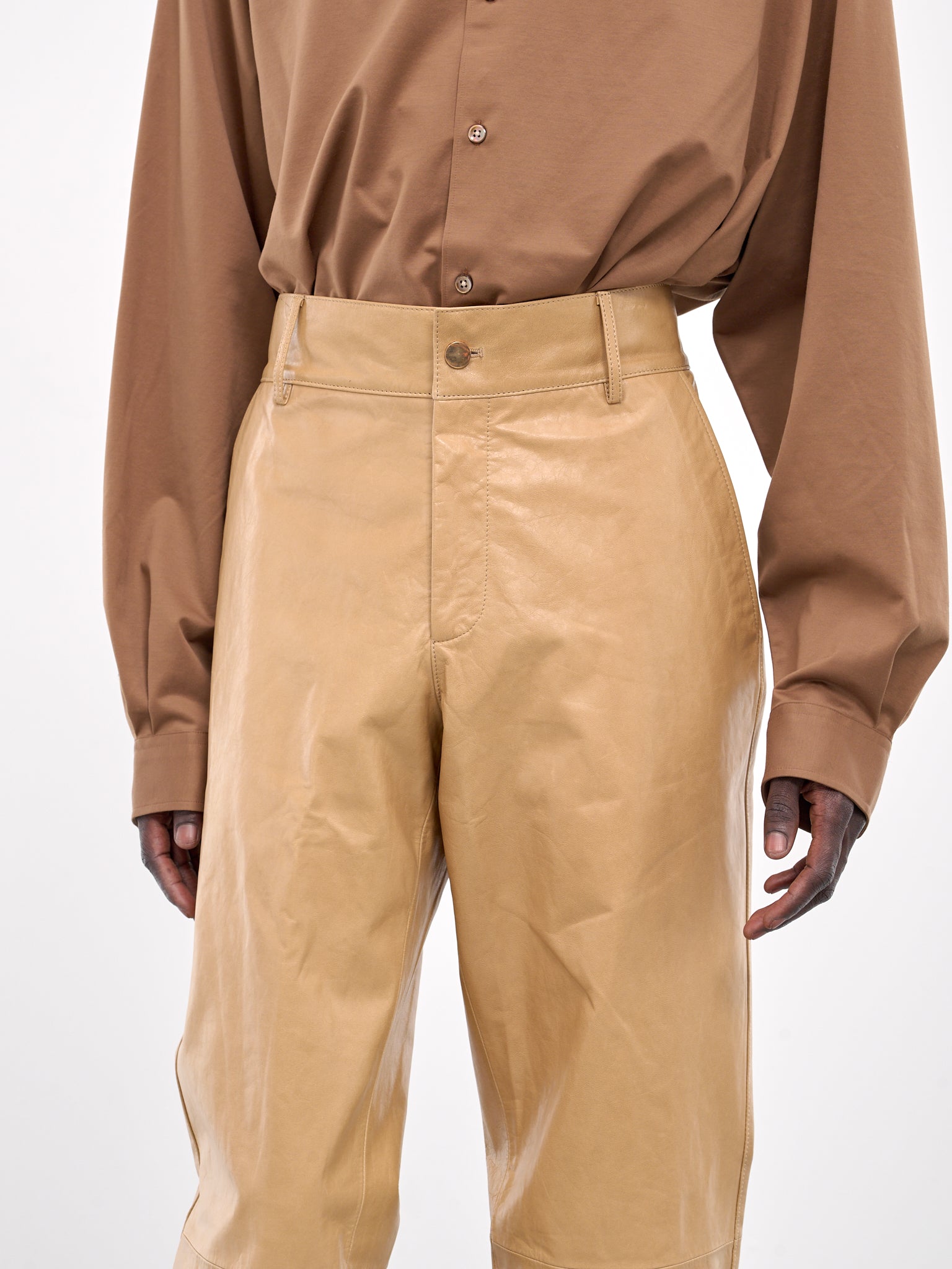 Sheepskin Straight Leg Trousers (007-22-KHAKI)