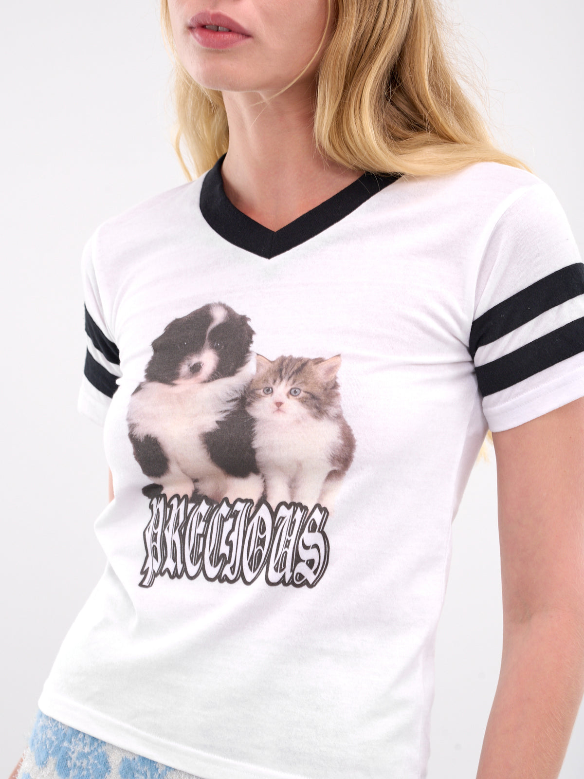 Puppy & Kitten Varsity Tee (0093-PUPPY-KITTEN-WHITE)