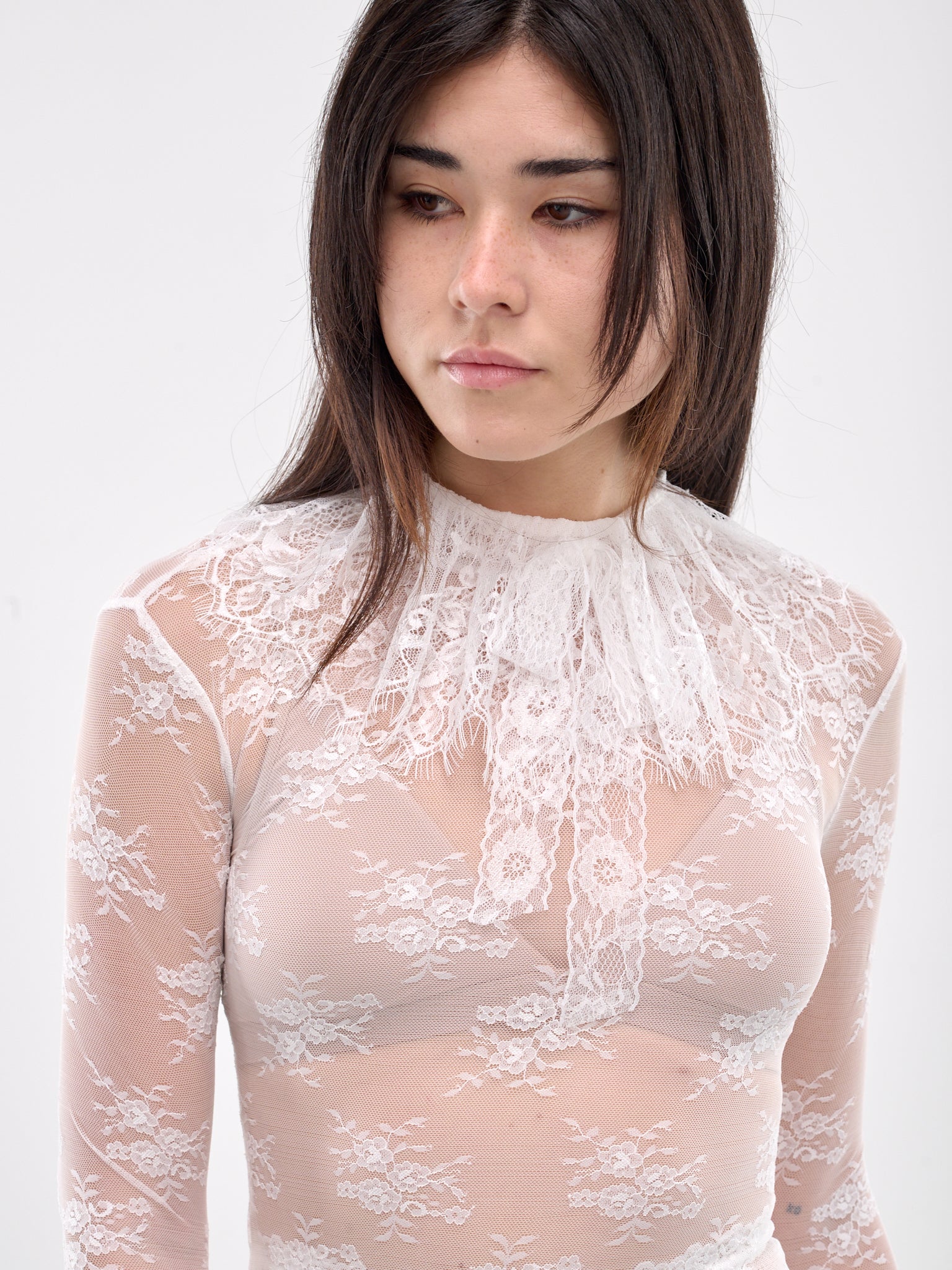 Ruffled Lace Top (00T40-WHITE)