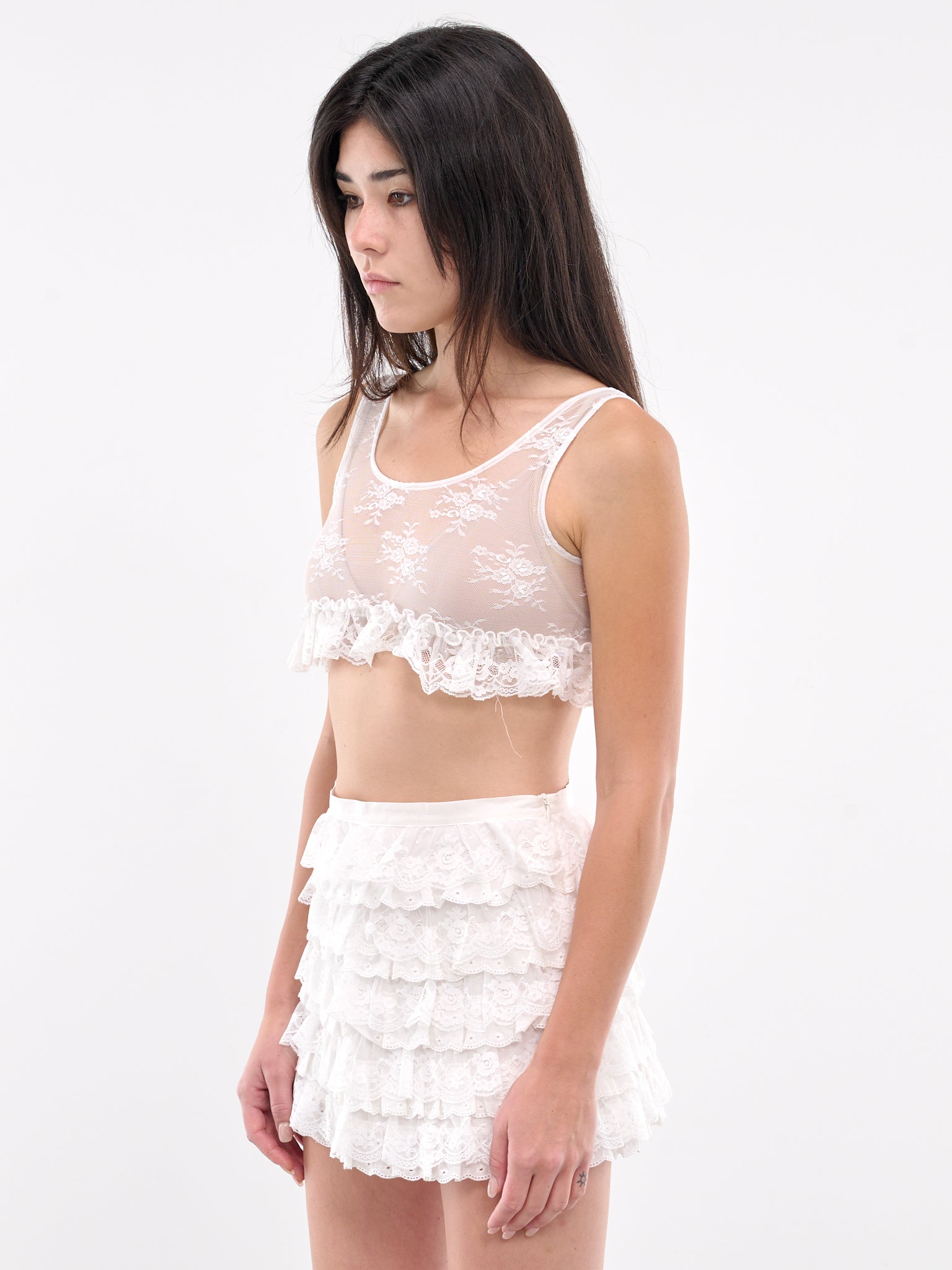 Lace Ruffled Crop Top (00T40W-WHITE)