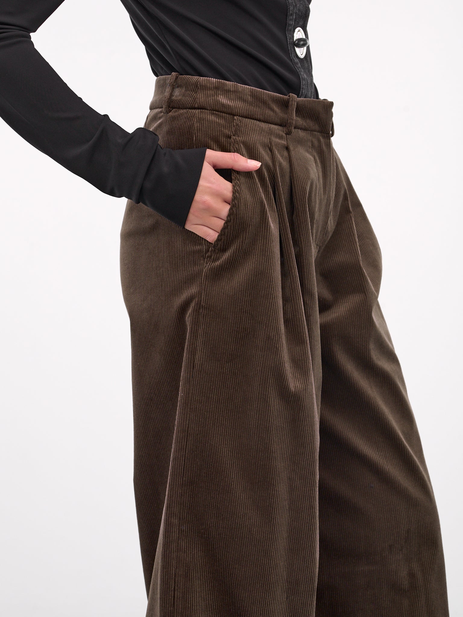 Corduroy Wide Leg Trousers (01-120924-BROWN)