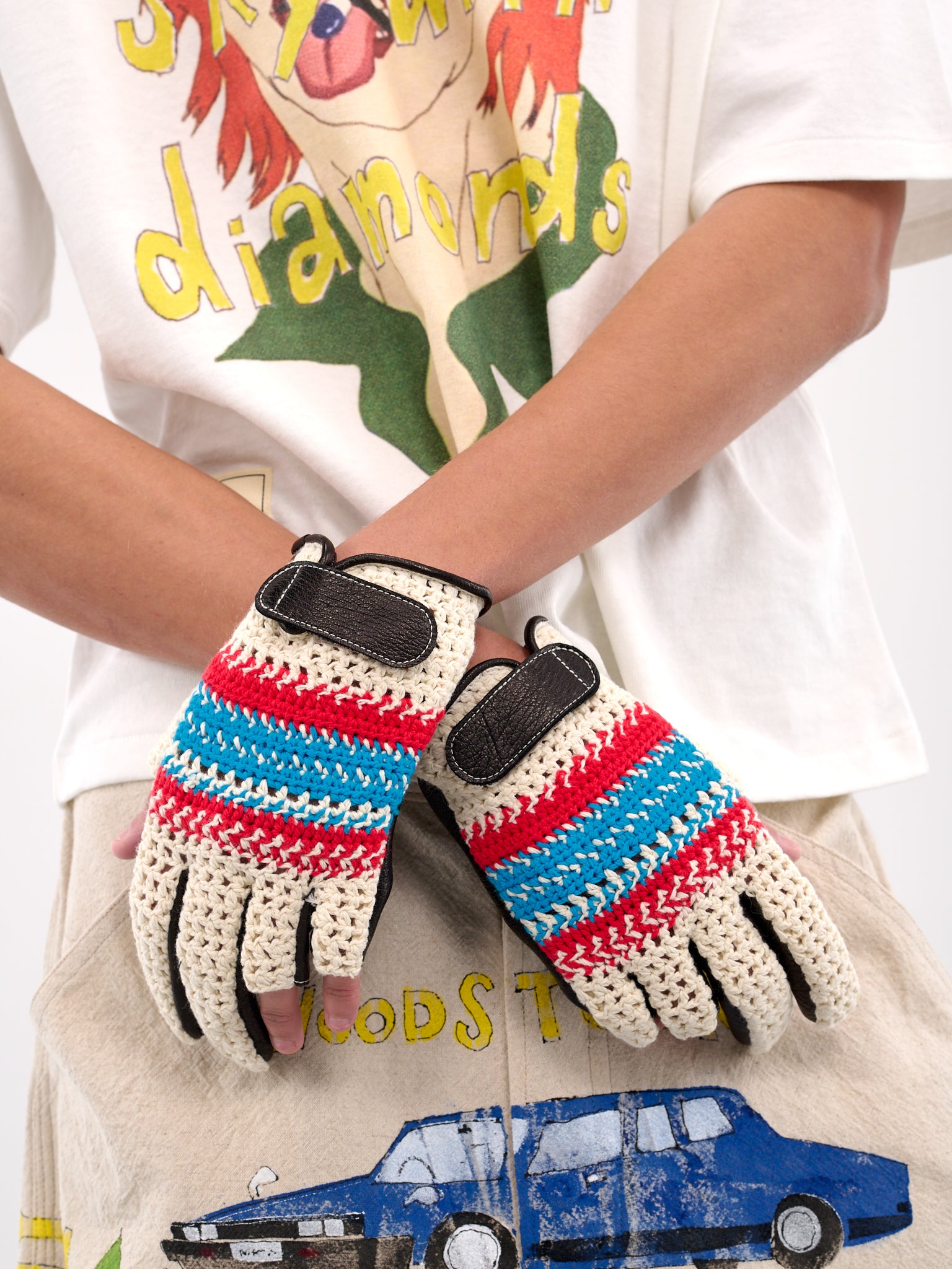 Ezo Deer Leather Knit Gloves (AC-SV-NGS-1005-TRICOLOR)