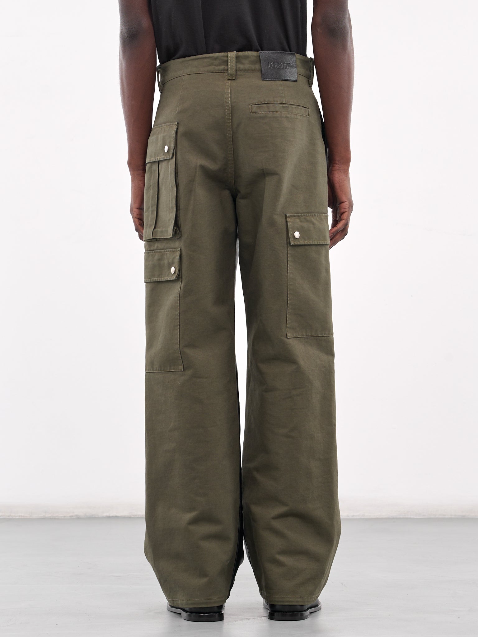 Nappa & Cotton Hybrid Cargo Trousers (H526Y04WFF-BLACK-KHAKI)