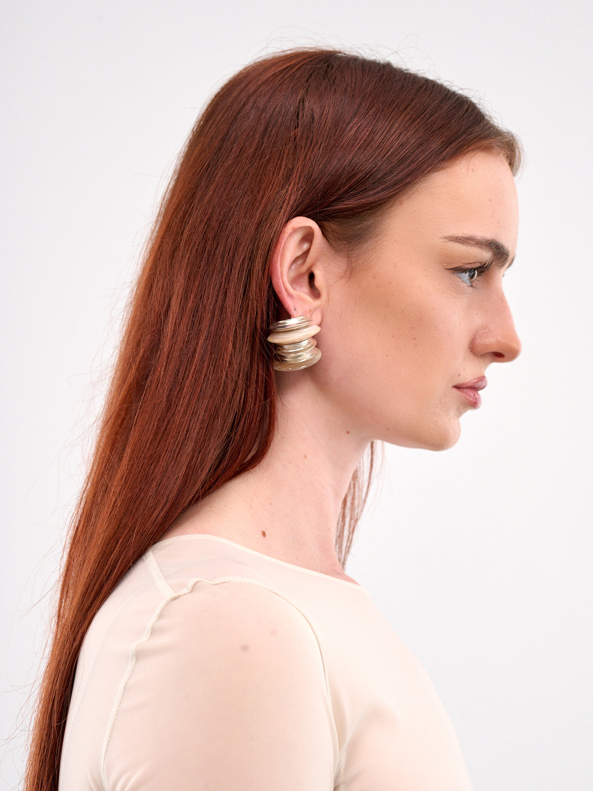 Silver & Ox Horn Cuff Earring (JE04S1YE450-LIGHT-HAZEL)