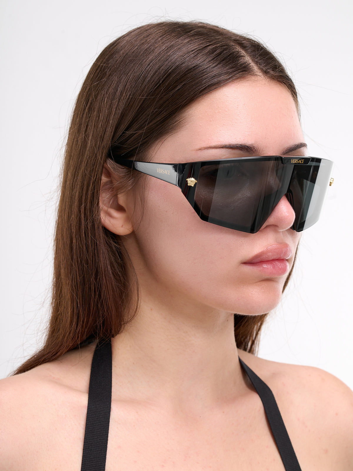 Shield Sunglasses (0VE4461-BLACK-DARK-GREY)