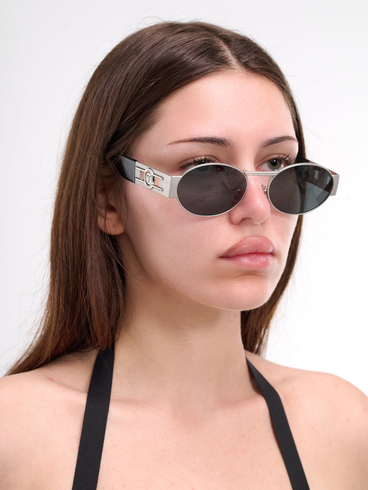 Oval Medusa Sunglasses (0VE2264-SILVER-DARK-GREY)