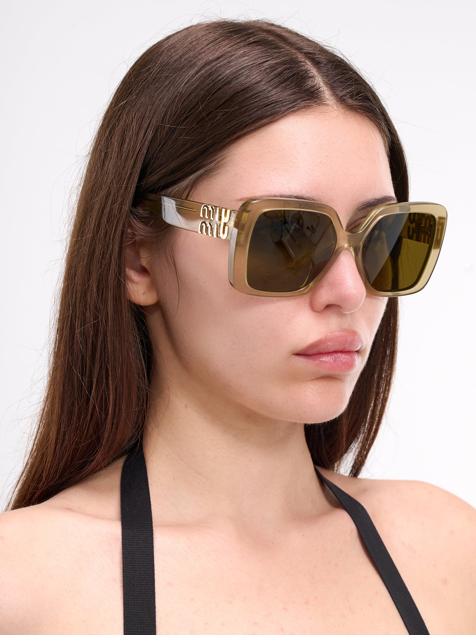 Large Rectangular Sunglasses (0MU-10YS-IVY-OPAL-DARK-BROWN)