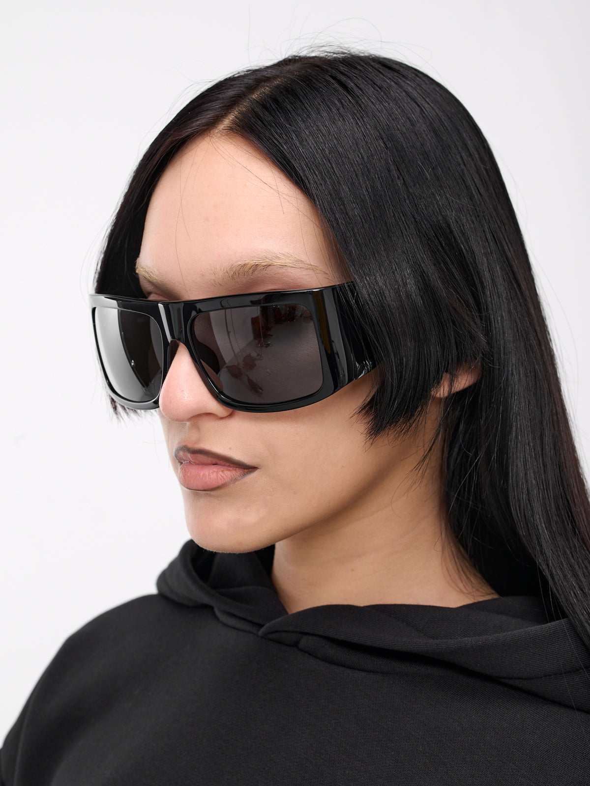 Attico Andre Oversized Sunglasses (ANDRE-BLACK-SILVER-GREY)