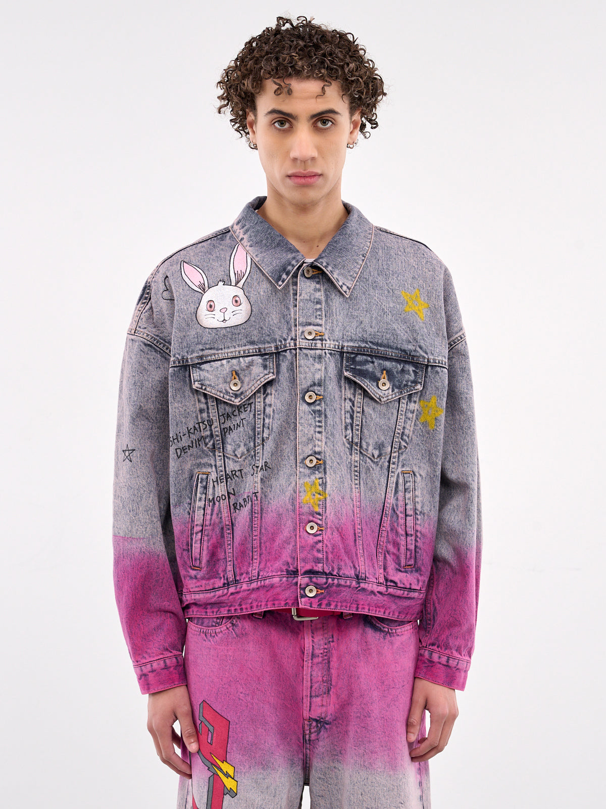 Hand-Painted Anime Denim Jacket (06BL208-PINK)