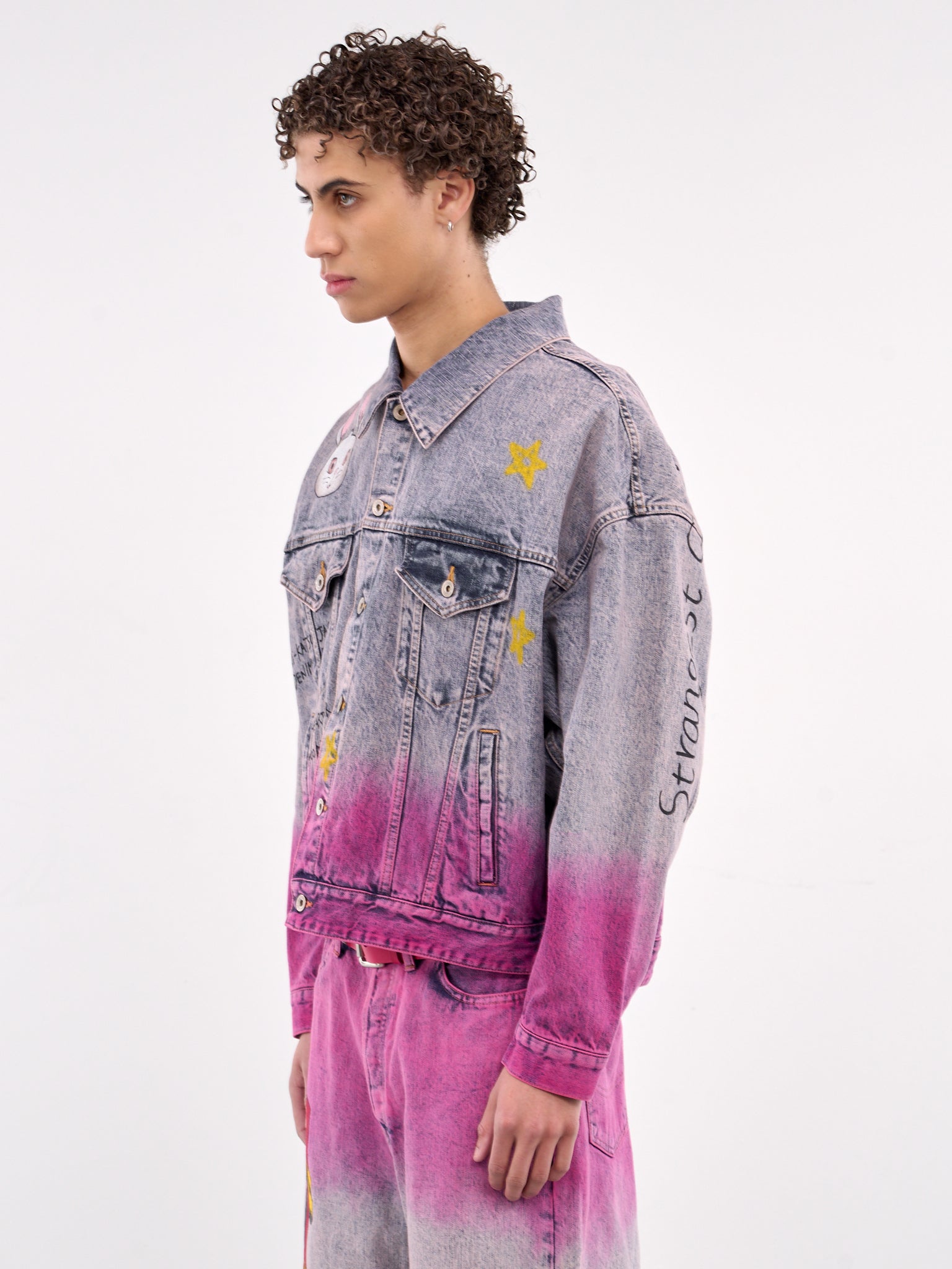 Hand-Painted Anime Denim Jacket (06BL208-PINK)