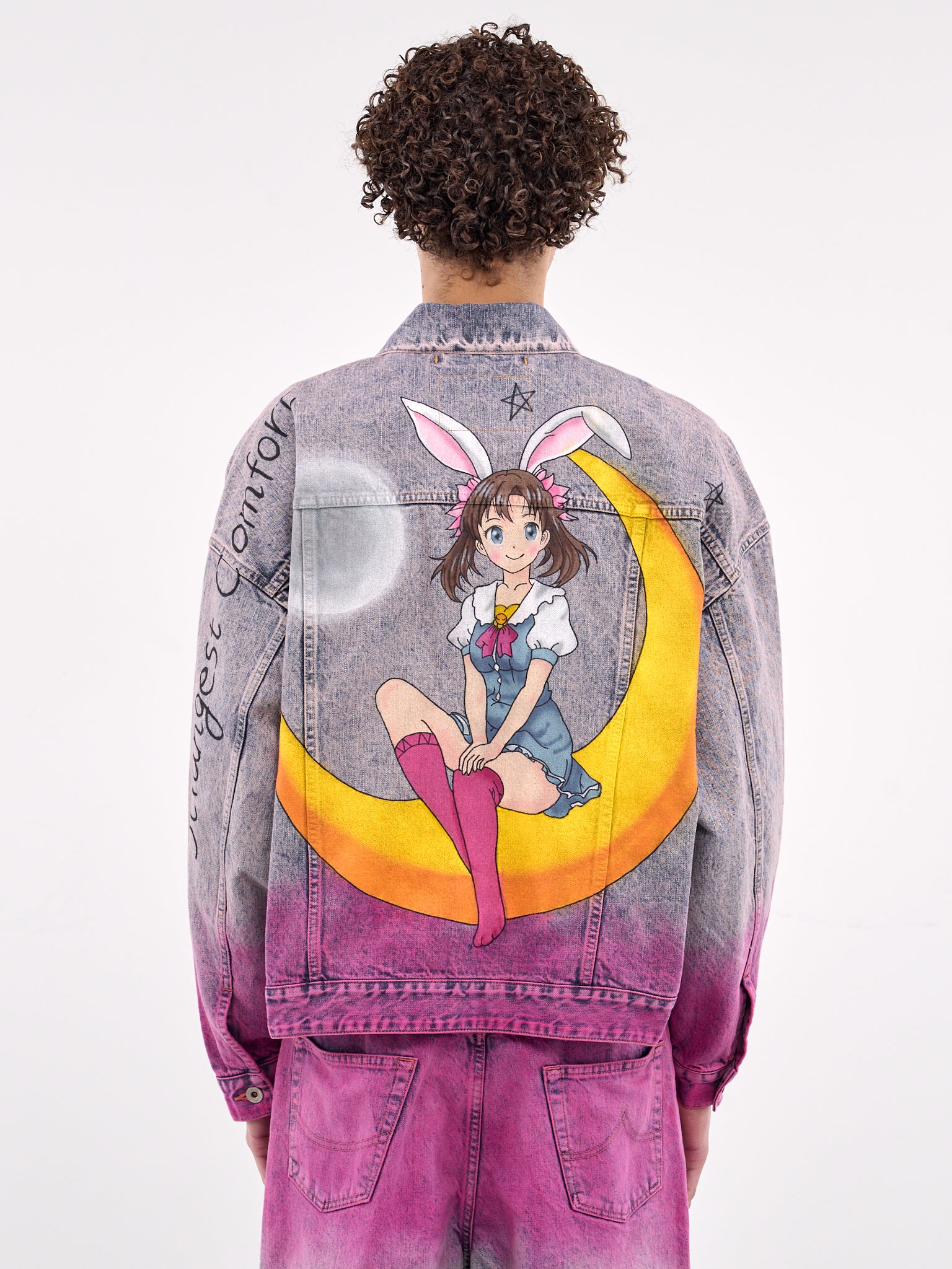 Hand-Painted Anime Denim Jacket (06BL208-PINK)