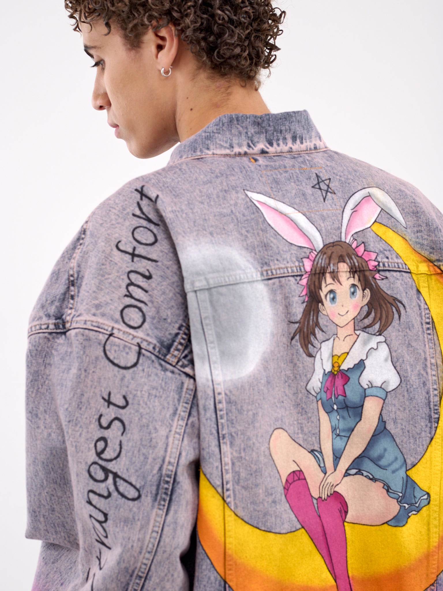 Hand-Painted Anime Denim Jacket (06BL208-PINK)