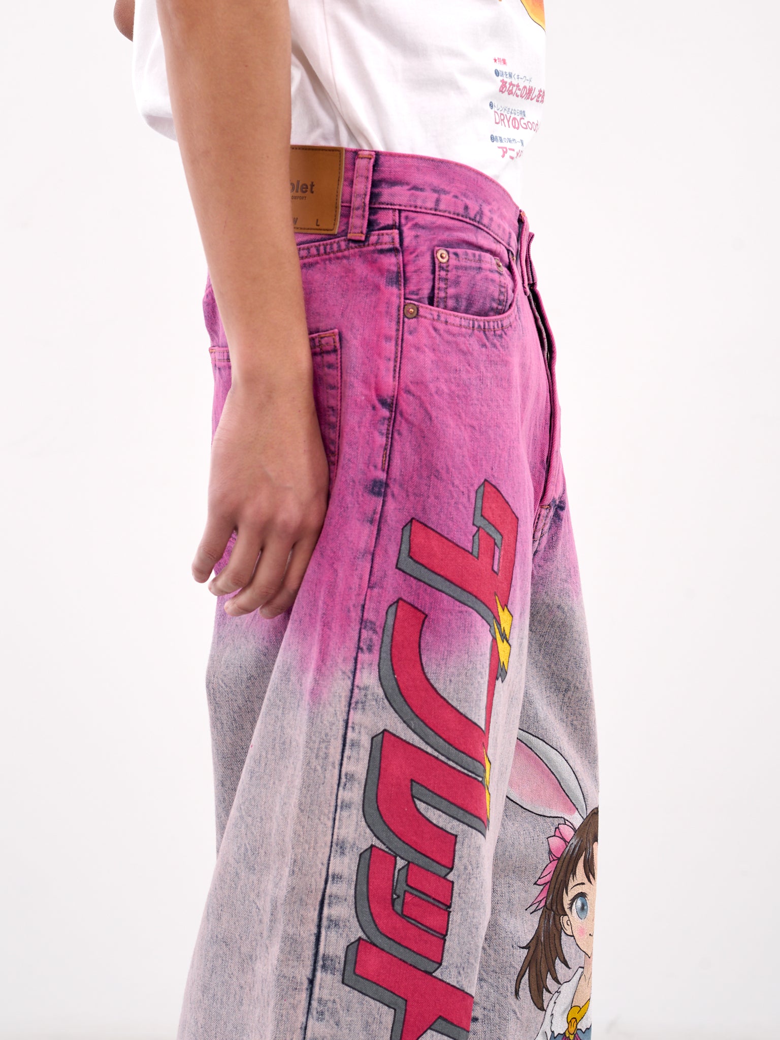 Hand-Painted Anime Denim Jeans (06PT296-PINK)